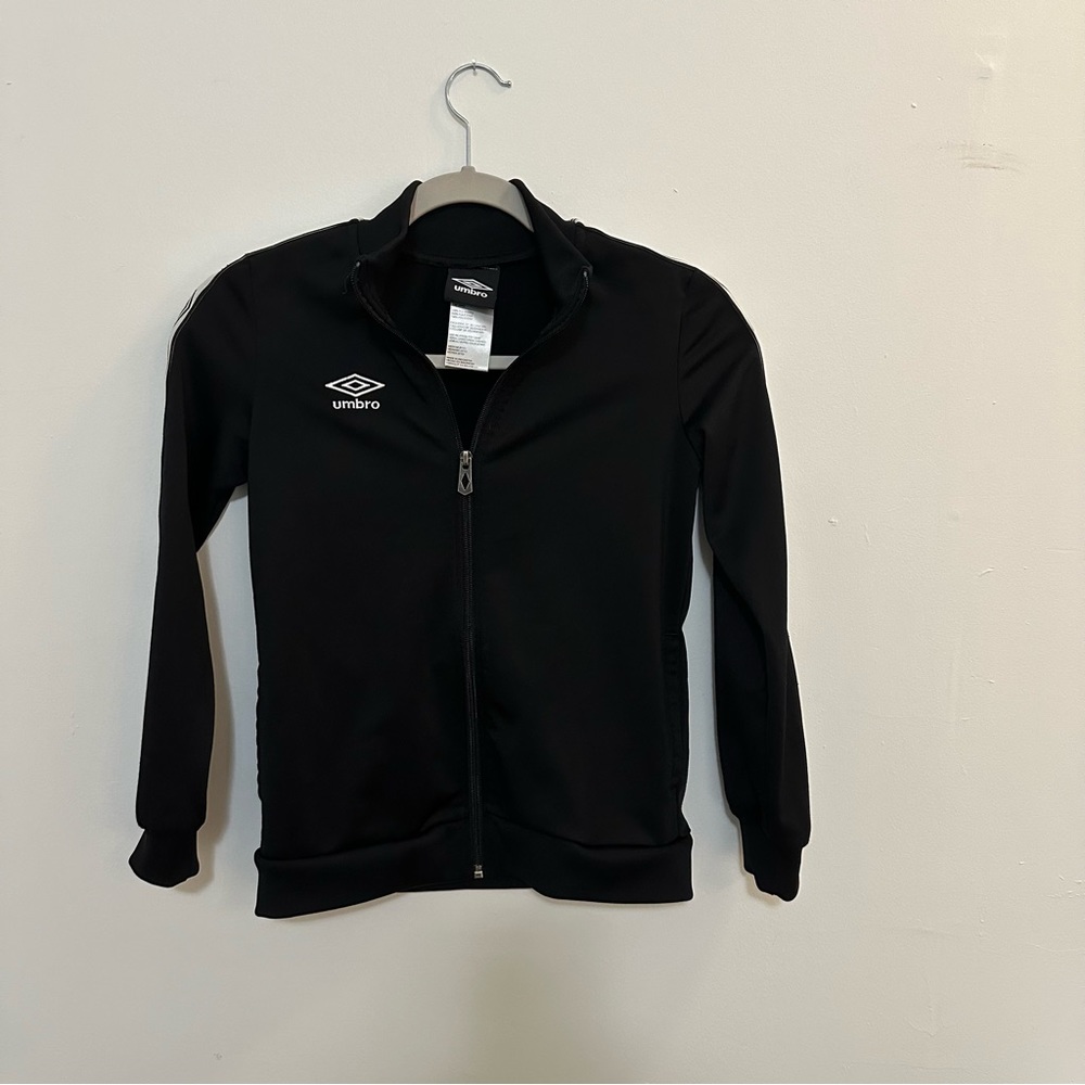 Umbro Track Jacket Size Medium Black Full Zip Diamond Graphic Logo